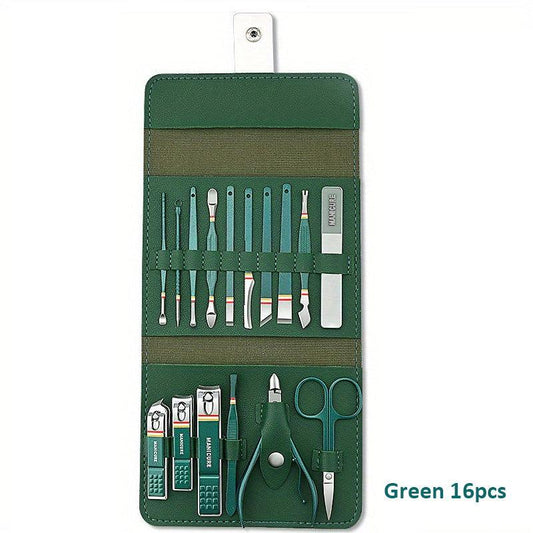 Professional Mani/Pedi Grooming Kit with Scissors, Nail Files, Travel Case