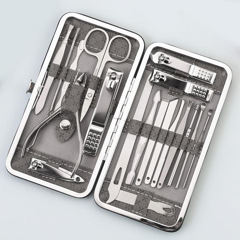 19 pcs Professional Stainless Steel Manicure Pedicure Set Nail Clippers Cutters