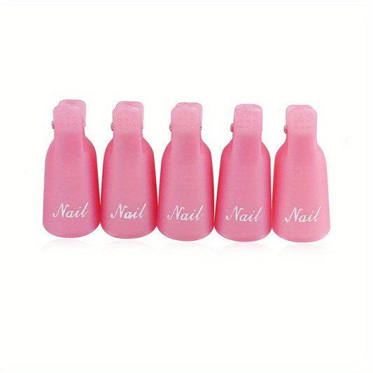 10 Reusable Pink Gel Polish Remover Caps Soak Off Clips