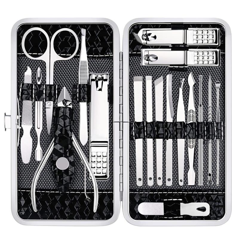 Manicure Pedicure Kit 18 Pieces Stainless Steel Professional Grooming Nail Care