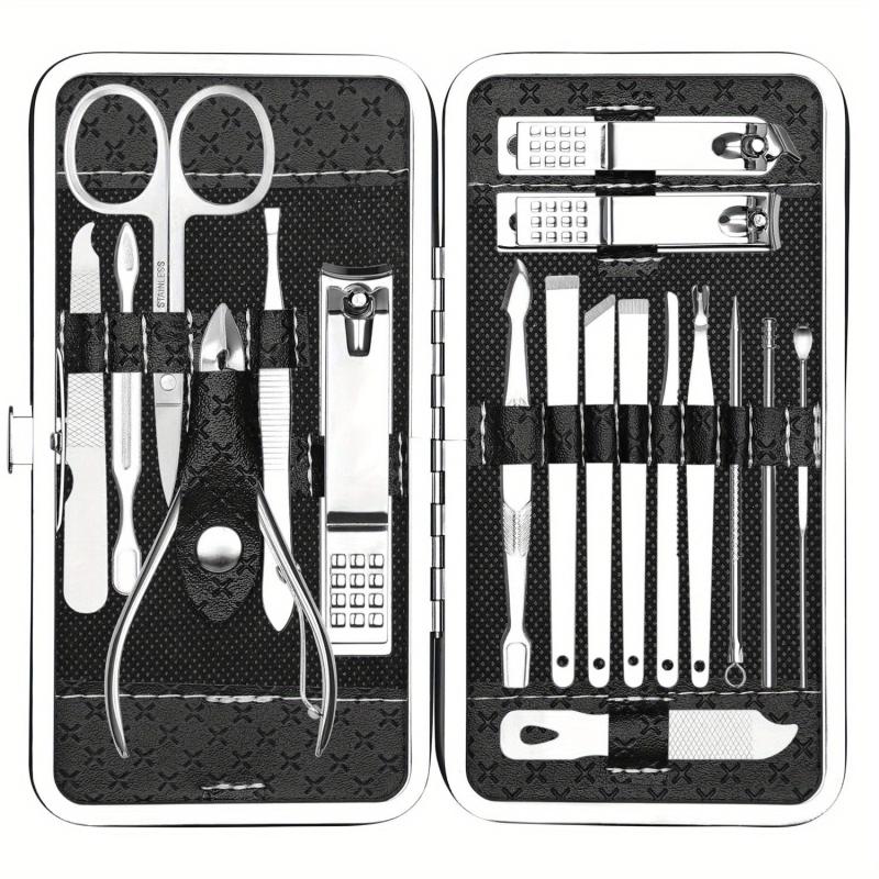 Manicure Pedicure Kit 18 Pieces Stainless Steel Professional Grooming Nail Care