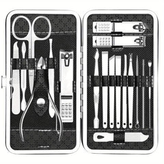 Manicure Pedicure Kit 18 Pieces Stainless Steel Professional Grooming Nail Care