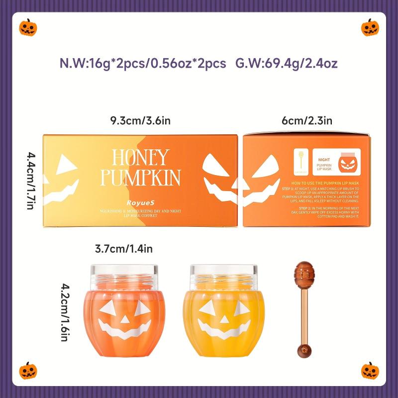 2pcs 16g Honey & Night Lip Care Mask Combo, Pumpkin Devil Face