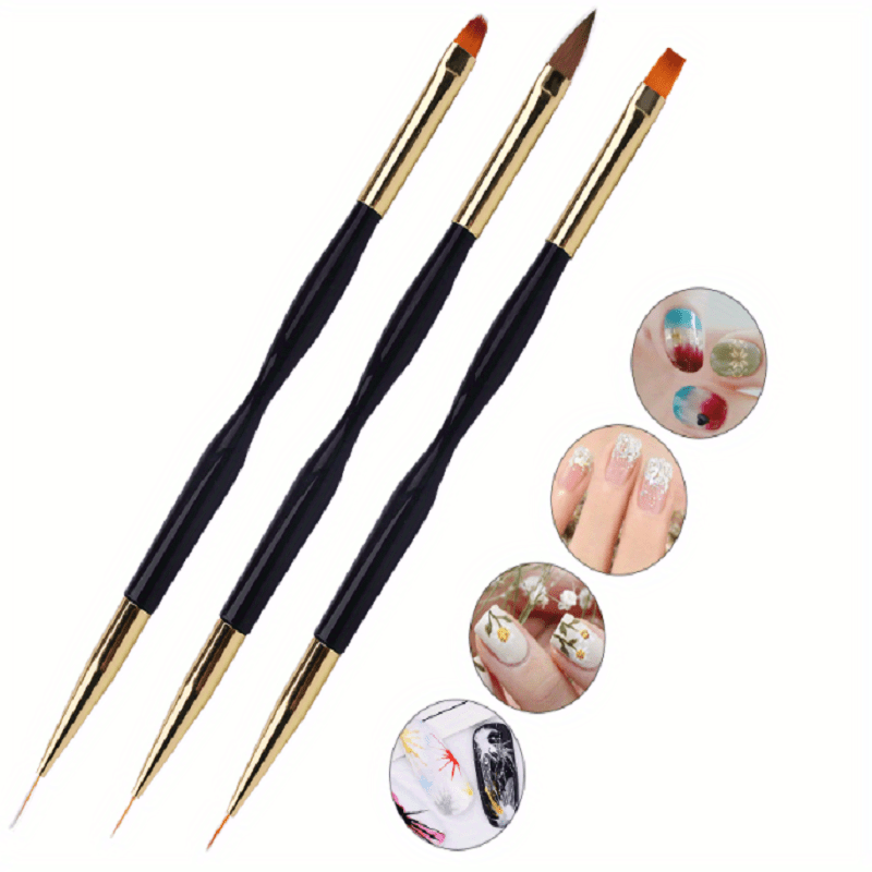 3 Pcs Nail Art Brushes Set Gel Polish Nail Art Pen Painting Tools