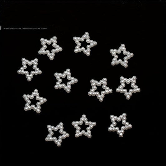50pcs Pearl Nail Art Charms Heart Moon Bowknot DIY Nail Jewelry Accessories