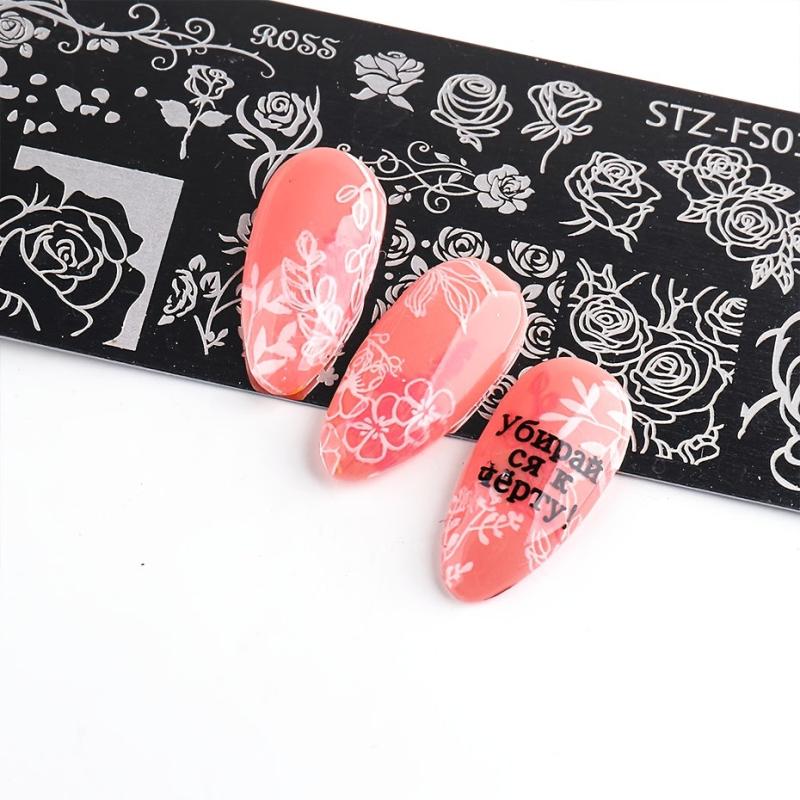 Stainless Steel Stamping Plate with Flower Rose Patterns