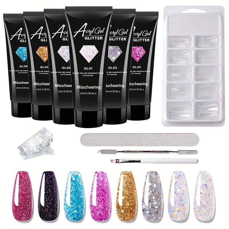 6 Nail Art Extension Glue Set with Tools for Acrylic Nails
