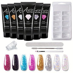 6 Nail Art Extension Glue Set with Tools for Acrylic Nails