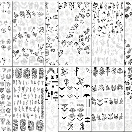 Floral Leaves Nail Stickers Geometry Nail Decals DIY