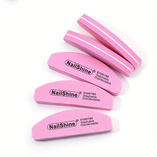 10pcs Mini Half Moon Sponge Nail Buffer Portable Nail Polishing Tool