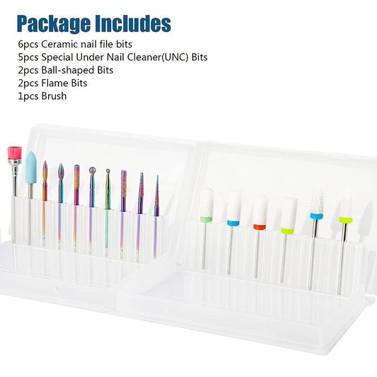 19Pcs Nail Art Set w/ Dead Skin Remover Tool Nail Machine Accessories