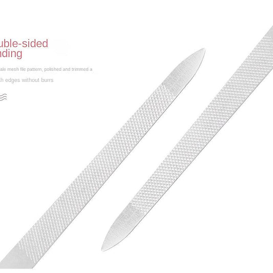 Stainless Steel Nail File Double Sided Buffer Manicure Nail Art Curved Tip