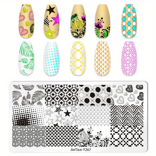 Geometric Floral Nail Stamping Plate & Stamper