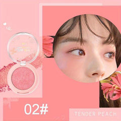 Mineral Powder Blush Palette Long Lasting Cheek Tint for Peachy Red Glow
