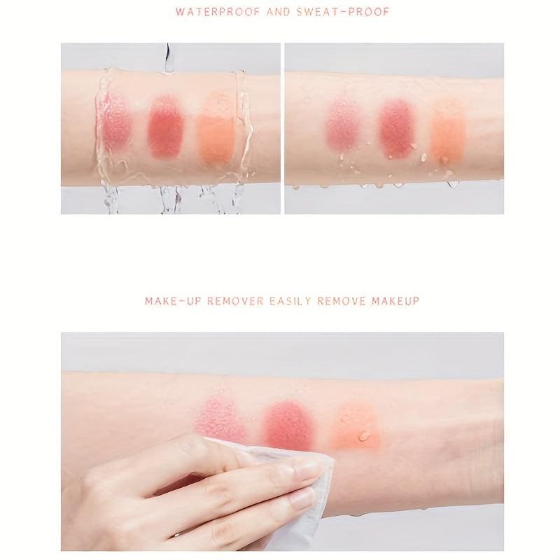 Mineral Powder Blush Palette Long Lasting Cheek Tint for Peachy Red Glow