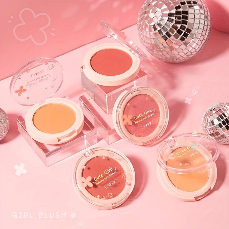 Mineral Powder Blush Palette Long Lasting Cheek Tint for Peachy Red Glow