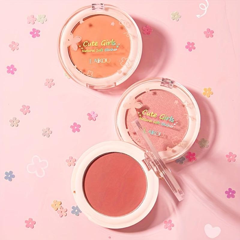 Mineral Powder Blush Palette Long Lasting Cheek Tint for Peachy Red Glow