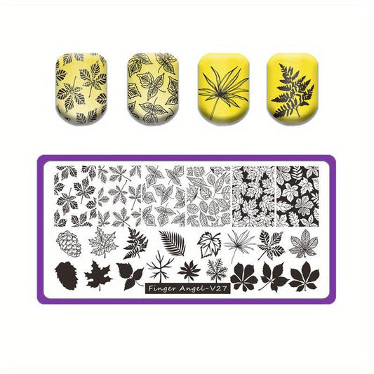 Nail Stamping Plates with Purple Back Cover
