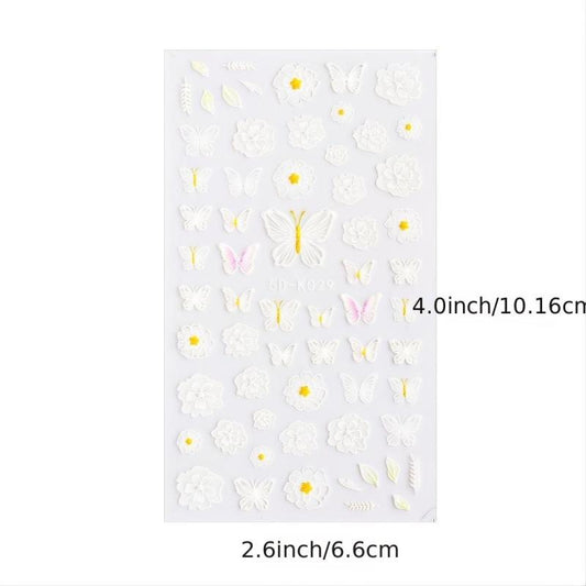 3D Embossed Flowers Nail Stickers Decals Lace Rose Nail Supplies DIY Acrylic