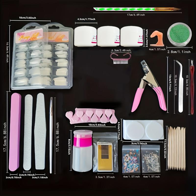 23-in-1 Glitter Acrylic Nail Kit for Beginners - Clear Pink Acrylic Powder