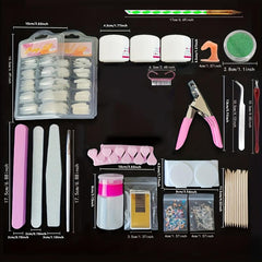 23-in-1 Glitter Acrylic Nail Kit for Beginners - Clear Pink Acrylic Powder