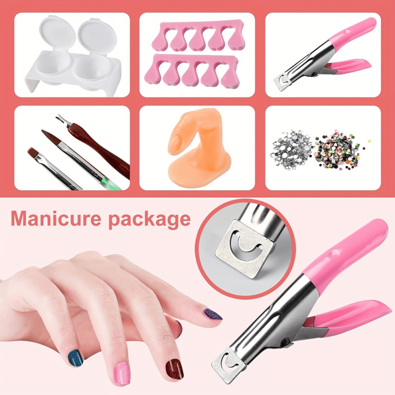 23-in-1 Glitter Acrylic Nail Kit for Beginners - Clear Pink Acrylic Powder