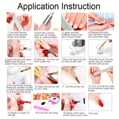 23-in-1 Glitter Acrylic Nail Kit for Beginners - Clear Pink Acrylic Powder