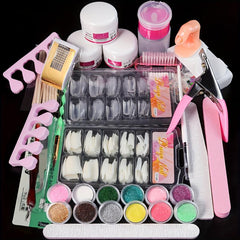 23-in-1 Glitter Acrylic Nail Kit for Beginners - Clear Pink Acrylic Powder