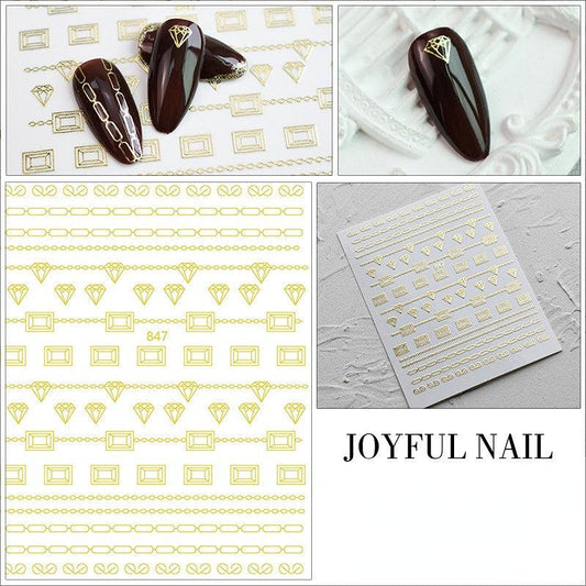 Sparkling Holographic Nail Art Stickers Self Adhesive Glitter Decals