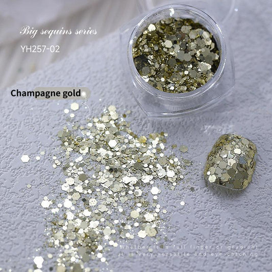 Fluorescent 3D Nail Glitter Sequins Shinning Colorful Confetti Manicure Tips