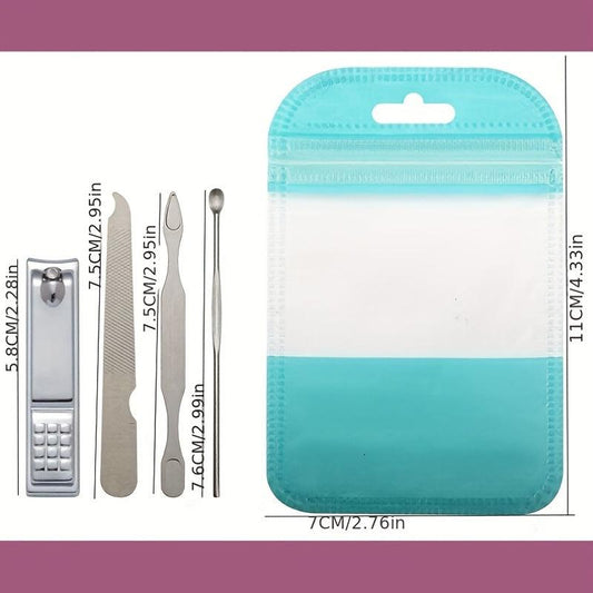 4pcs Nail File Manicure Tool Set Nail Clipper Digging Ear Spoon Nail Art