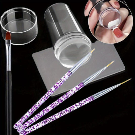 Nail Art Stamper Tools Crystal Silicone Head with Scraper DIY Manicure Print