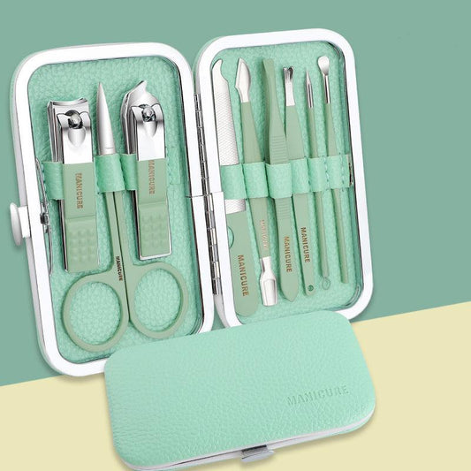 Stainless Steel Mani & Pedi Set, Scissors, Clippers Green