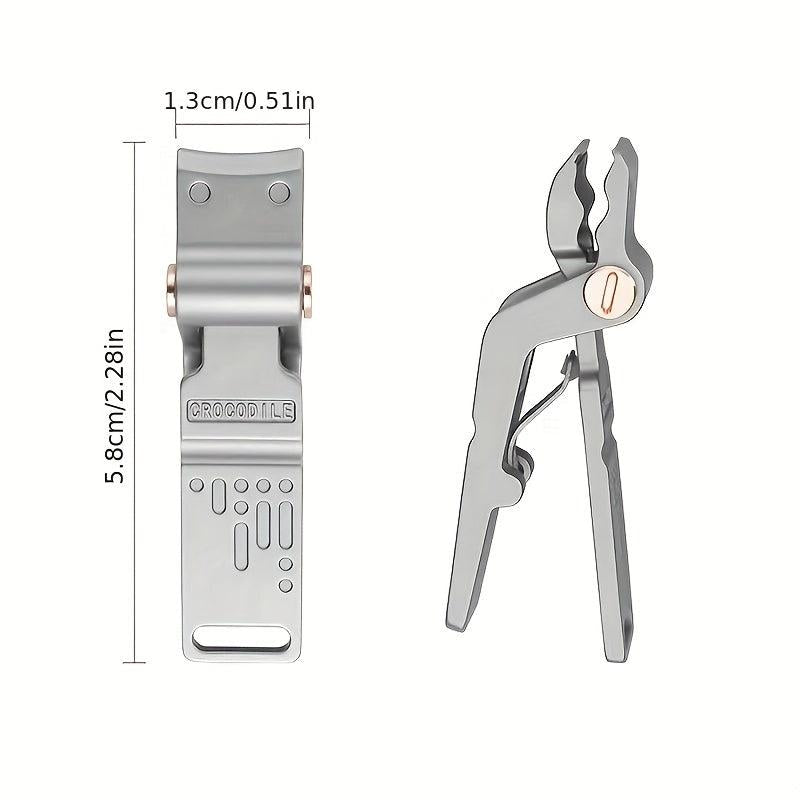 Crocodile Nail Clipper for Thick Nails & Ingrown, Stainless Steel, Gray Nails