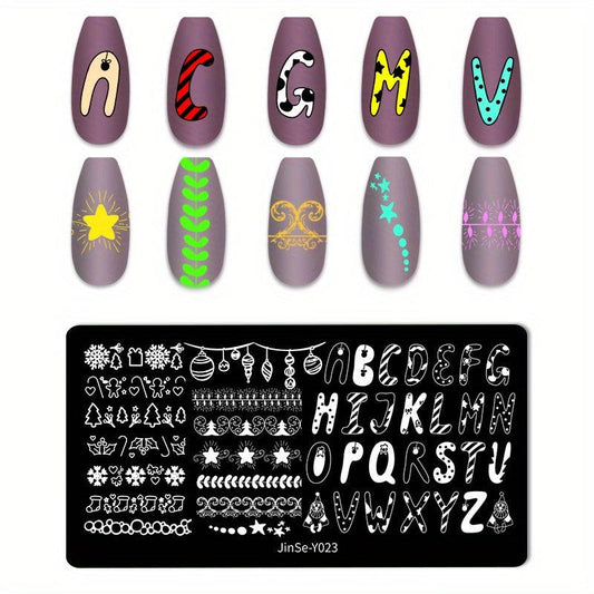Christmas Tree Snowman Nail Stamping Plates Nail Art Decoration Tool