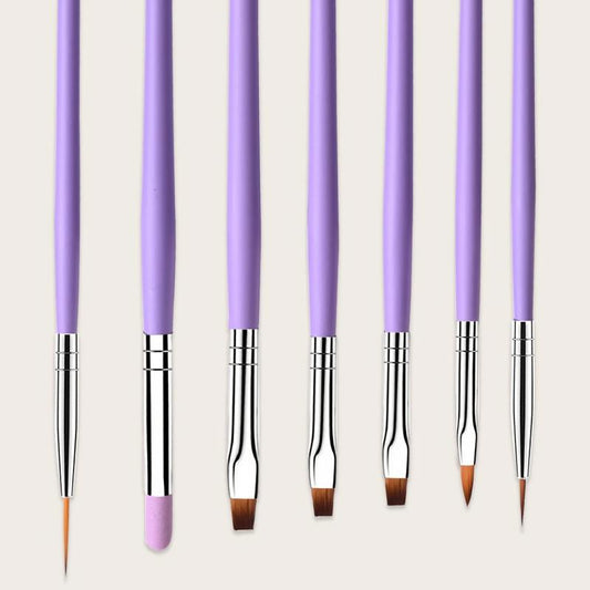 7 Pcs Purple Nail Brushes Set Nail Painting Brushes Nail Art Pen Acrylic Nail