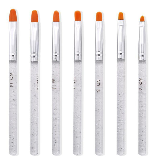 7 Pcs UV Gel Nail Brush Poly Extension Gel Brush Nail Art Tips Builder Brush