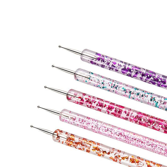 5 Pcs Nail Art Dotting Pen Dual Ended Drawing Painting Rhin