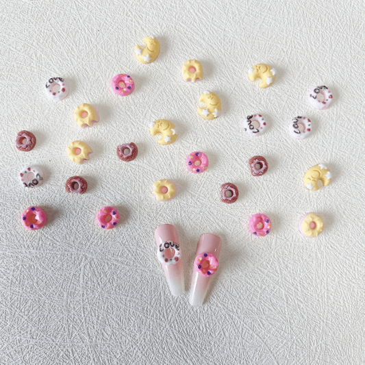 20pcs Donut Moon Nail Art Charms Resin Nail Art Accessories DIY Nail Salons