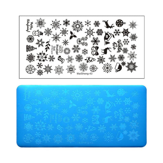 Nail Stamp Template - Christmas Snowflake Leaves Design