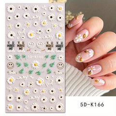 Colorful Daisy & Butterfly Nail Art Stickers for Women