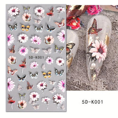 Colorful Daisy & Butterfly Nail Art Stickers for Women