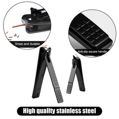 Stainless Steel Nail Clippers Set with Leather Case - 15 Piece Pedicure Kit