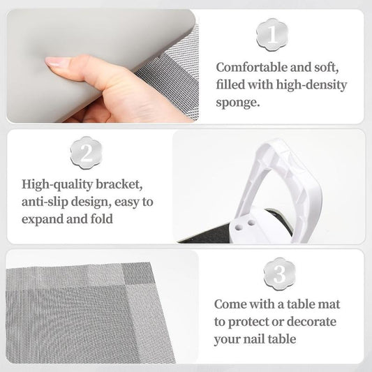 Foldable Nail Arm Rest With Mat for Acrylic Nails