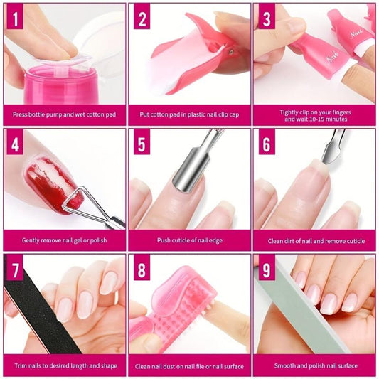 Nail Polish Gel Remover Kit with Soak Off Clips and Accessories