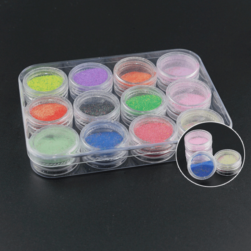 Portable 12 Grid Plastic Storage Box for Nail Gems & Glitter