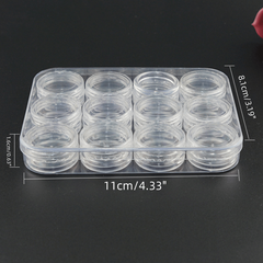 Portable 12 Grid Plastic Storage Box for Nail Gems & Glitter