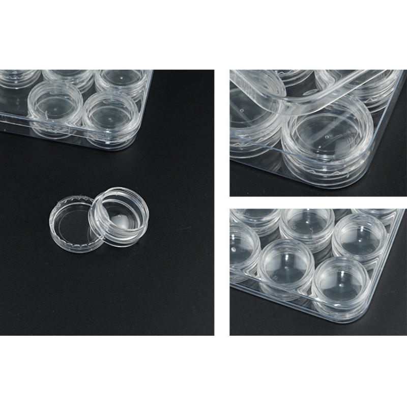 Portable 12 Grid Plastic Storage Box for Nail Gems & Glitter