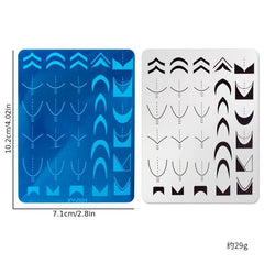 French Nail Art Stamping Plates Set French Line Stamp Templates Kit