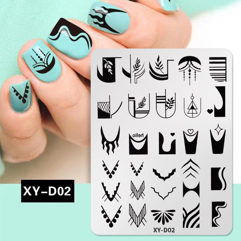 French Nail Art Stamping Plates Set French Line Stamp Templates Kit